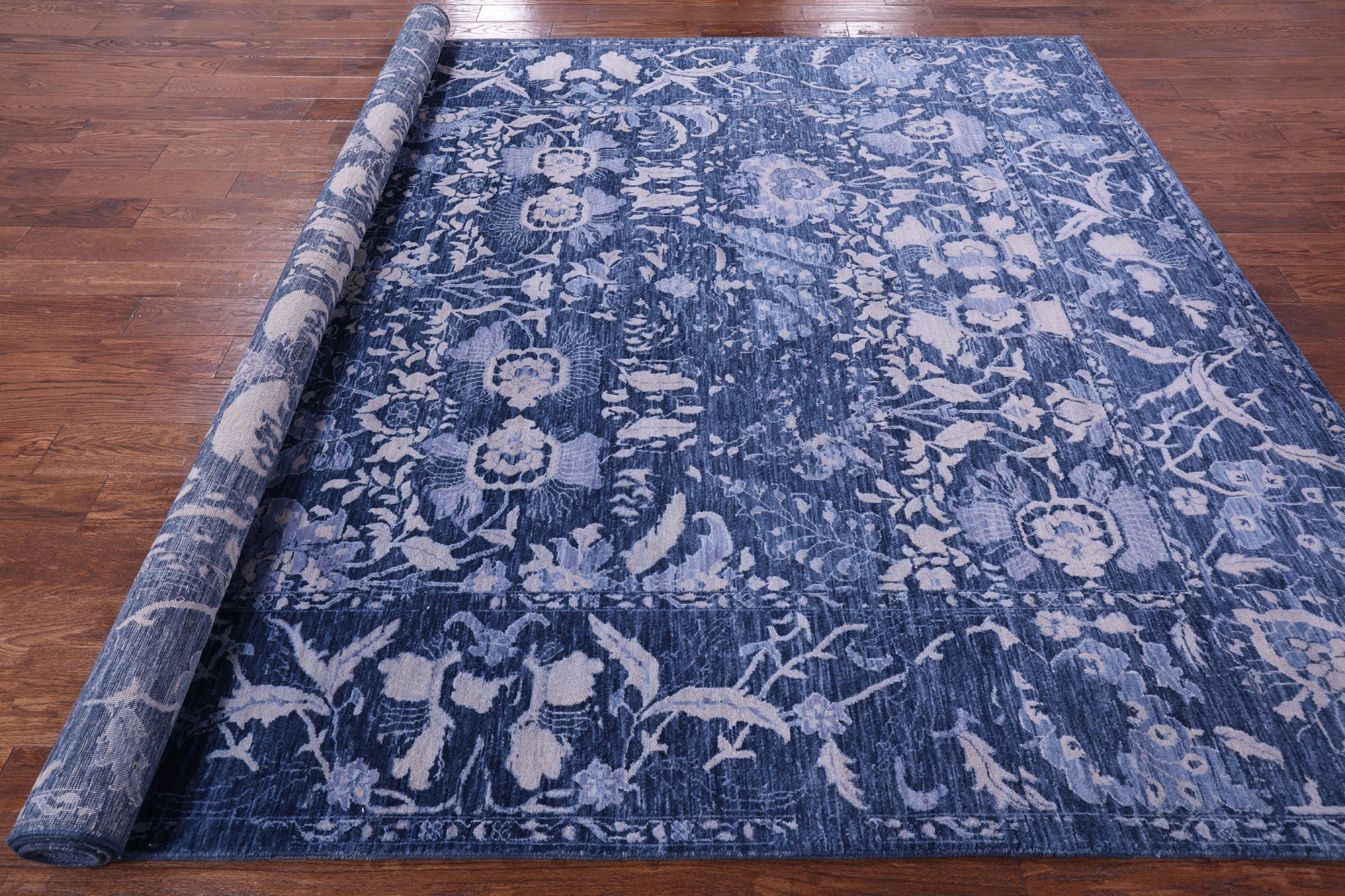 Blue Contemporary Handmade Wool Rug - 7' 11" X 10' 2" - Golden Nile