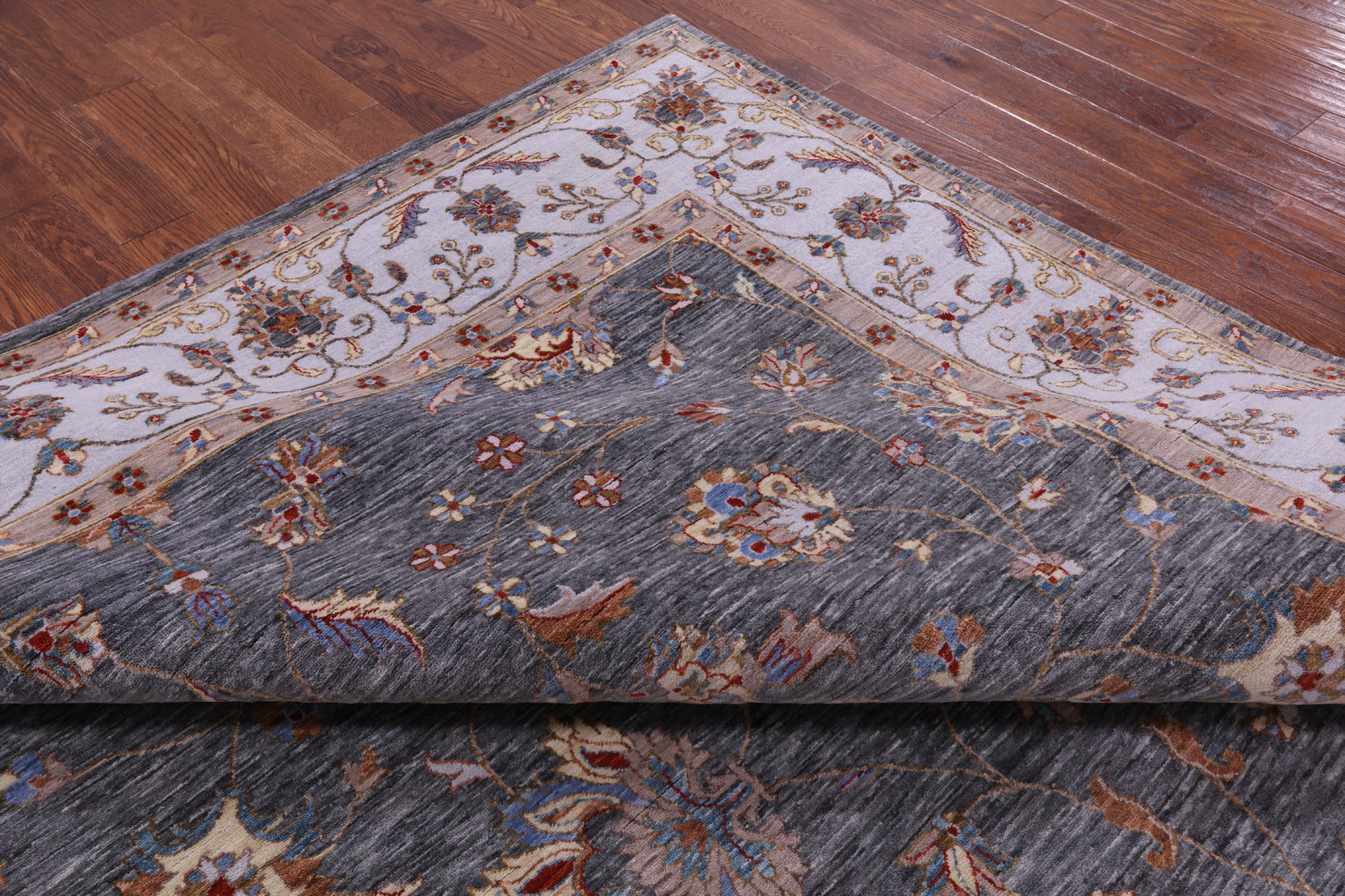Grey Persian Hand Knotted Wool Rug - 9' 0" X 11' 11" - Golden Nile