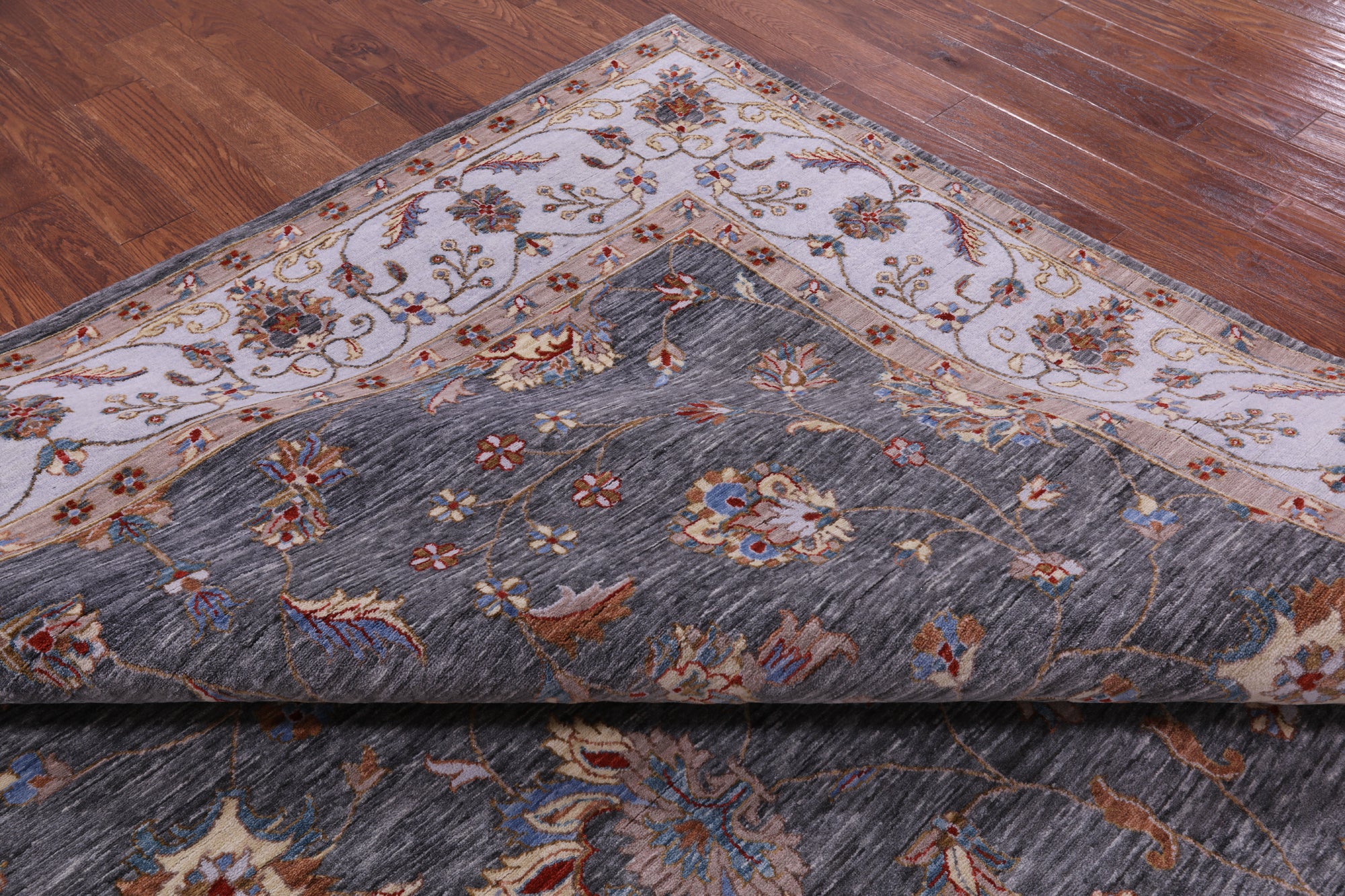 Grey Persian Hand Knotted Wool Rug - 9' 0" X 11' 11" - Golden Nile