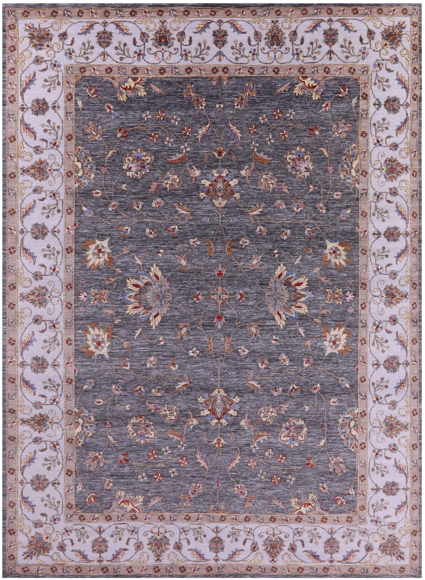 Grey Persian Hand Knotted Wool Rug - 9' 0" X 11' 11" - Golden Nile