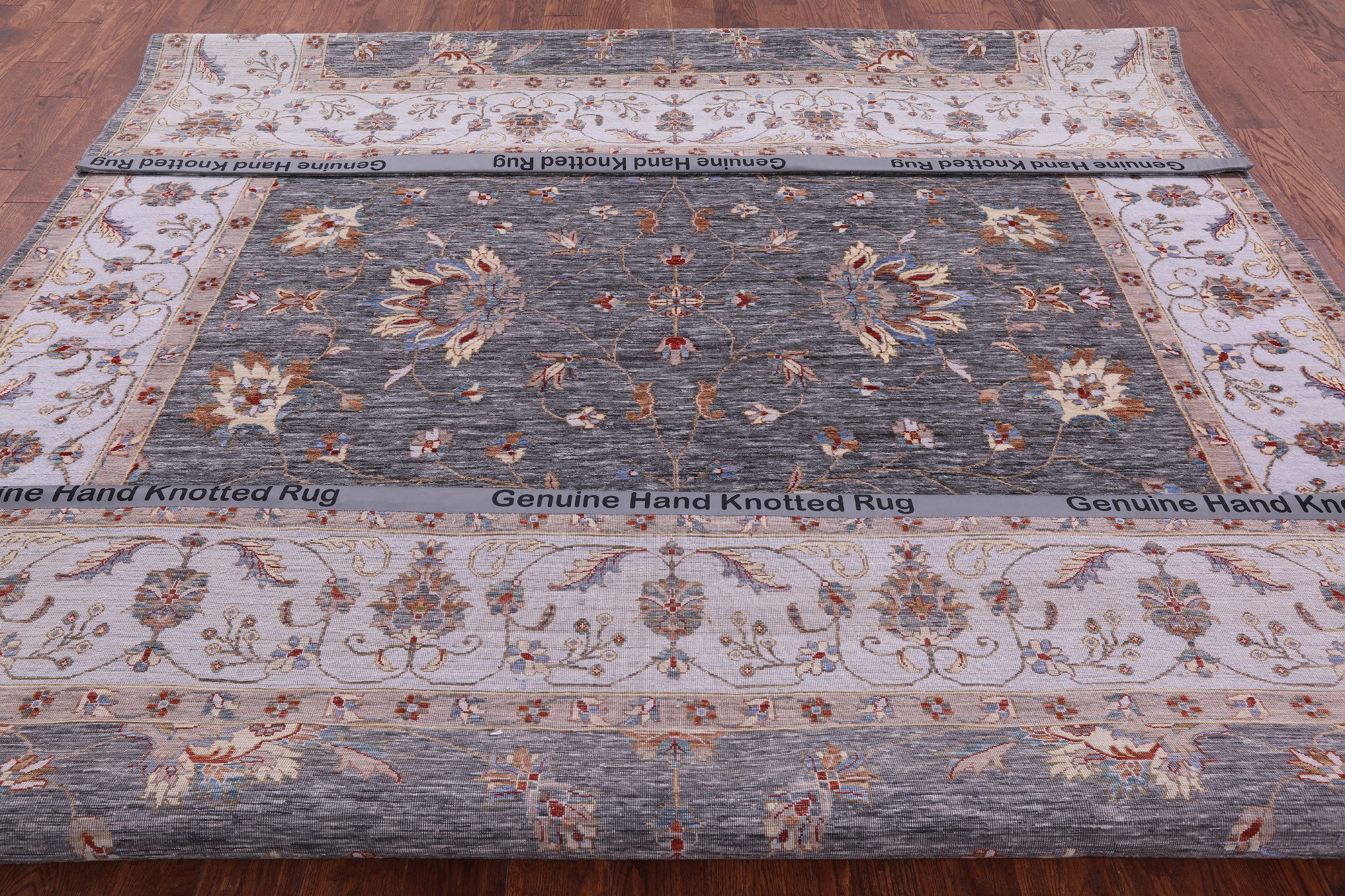 Grey Persian Hand Knotted Wool Rug - 9' 0" X 11' 11" - Golden Nile