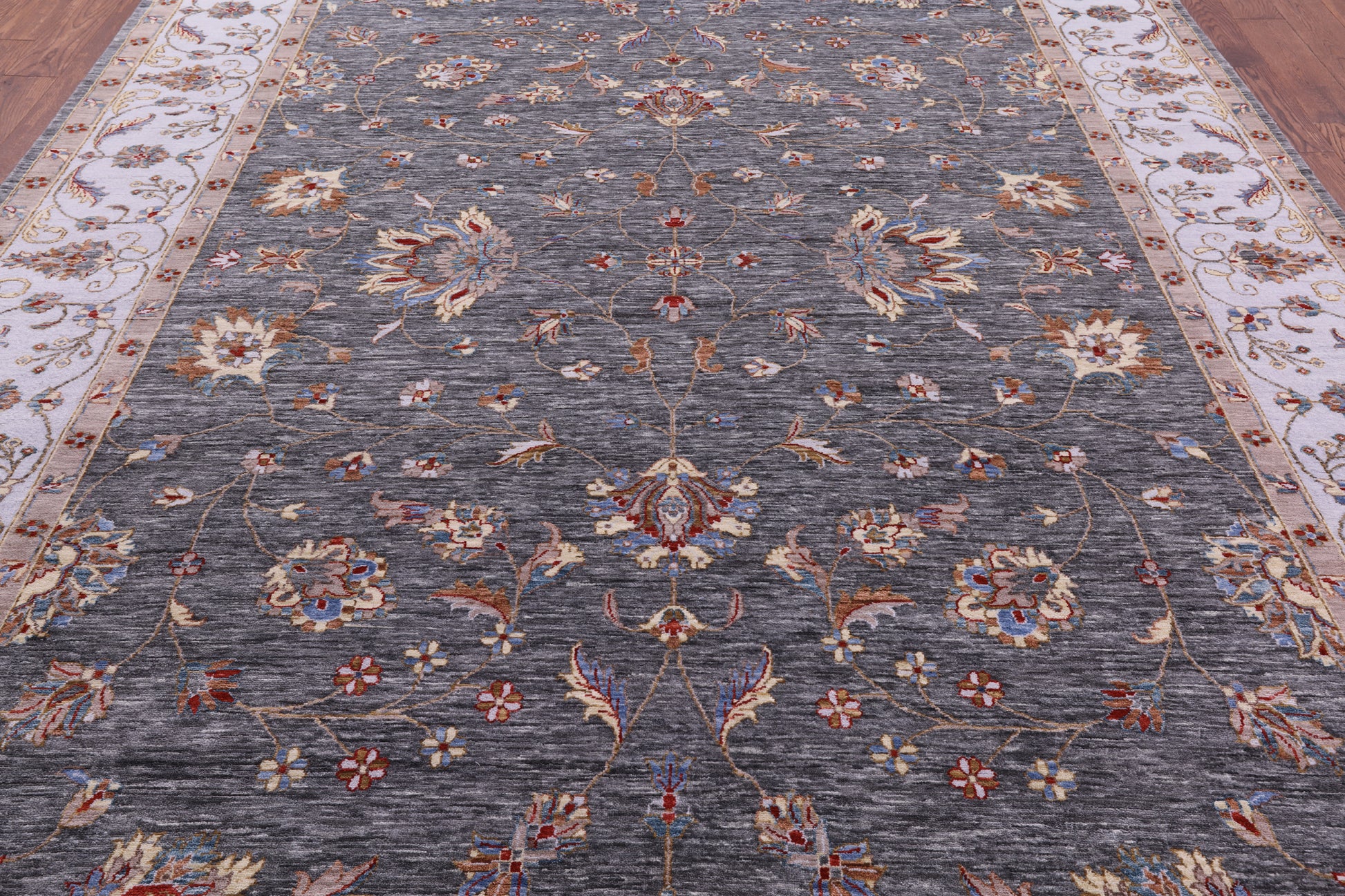 Grey Persian Hand Knotted Wool Rug - 9' 0" X 11' 11" - Golden Nile