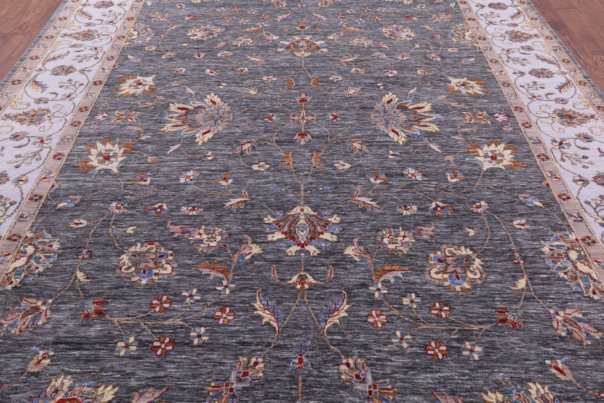 Grey Persian Hand Knotted Wool Rug - 9' 0" X 11' 11" - Golden Nile