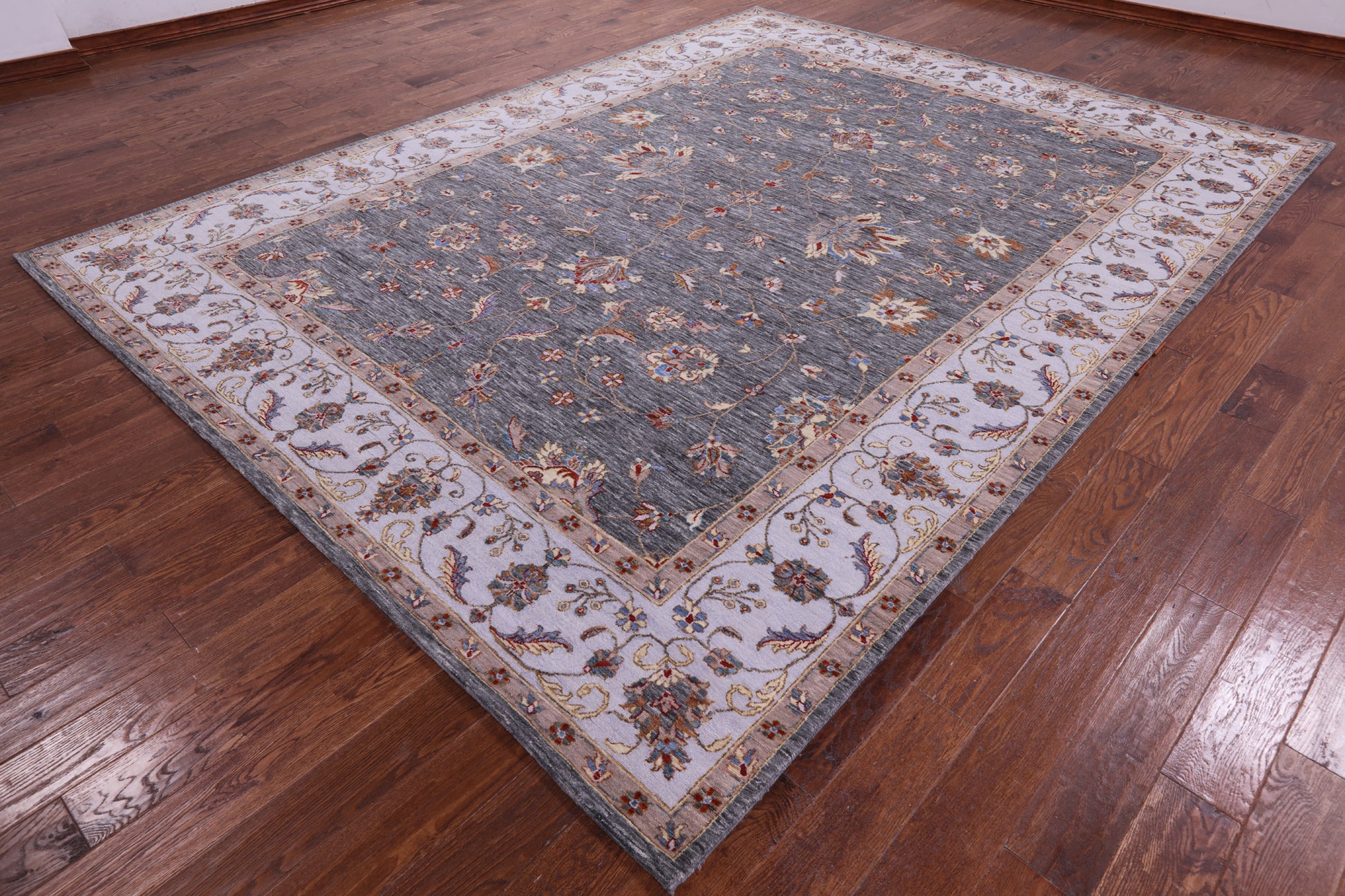Grey Persian Hand Knotted Wool Rug - 9' 0" X 11' 11" - Golden Nile