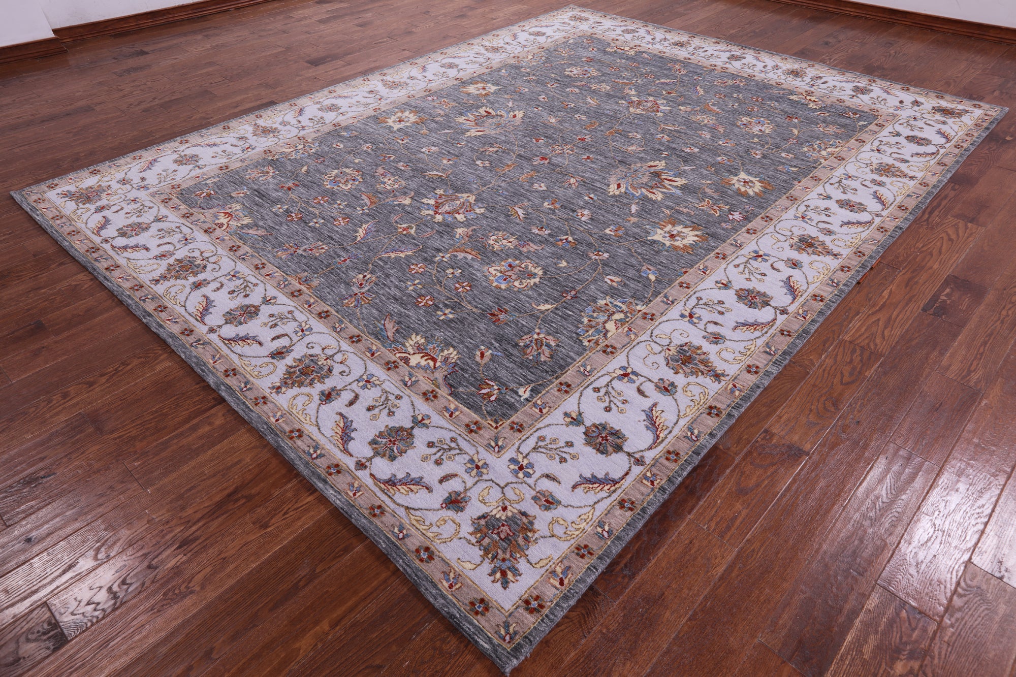 Grey Persian Hand Knotted Wool Rug - 9' 0" X 11' 11" - Golden Nile