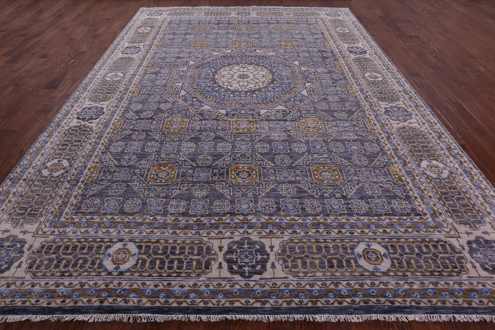 Geometric Persian Mamluk Hand Knotted Wool Rug - 10' 0" X 13' 10" - Golden Nile