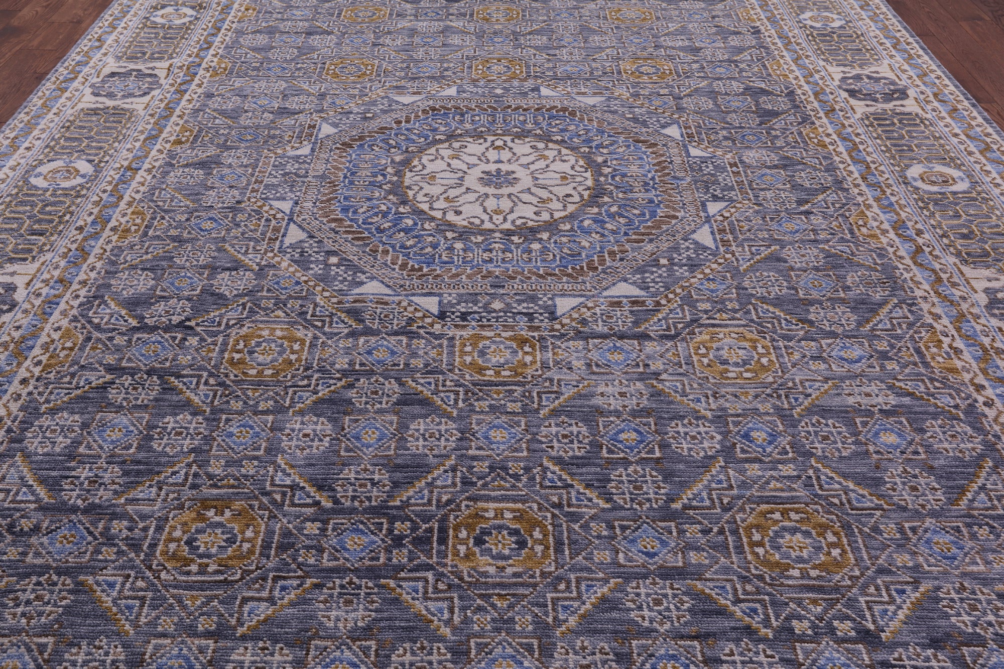 Geometric Persian Mamluk Hand Knotted Wool Rug - 10' 0" X 13' 10" - Golden Nile