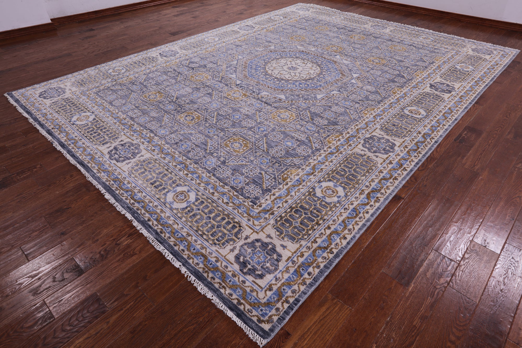 Geometric Persian Mamluk Hand Knotted Wool Rug - 10' 0" X 13' 10" - Golden Nile
