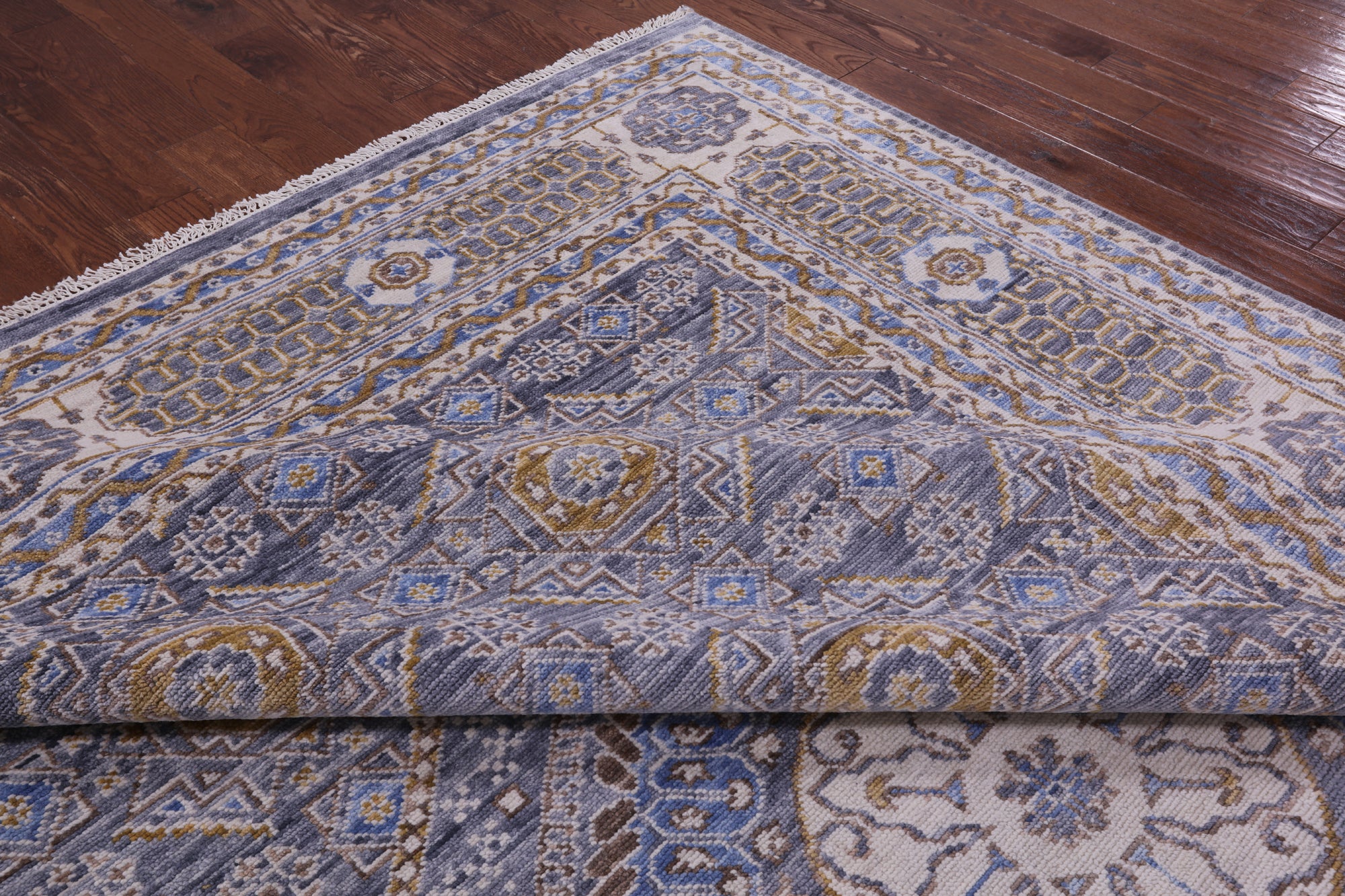 Geometric Persian Mamluk Hand Knotted Wool Rug - 10' 0" X 13' 10" - Golden Nile
