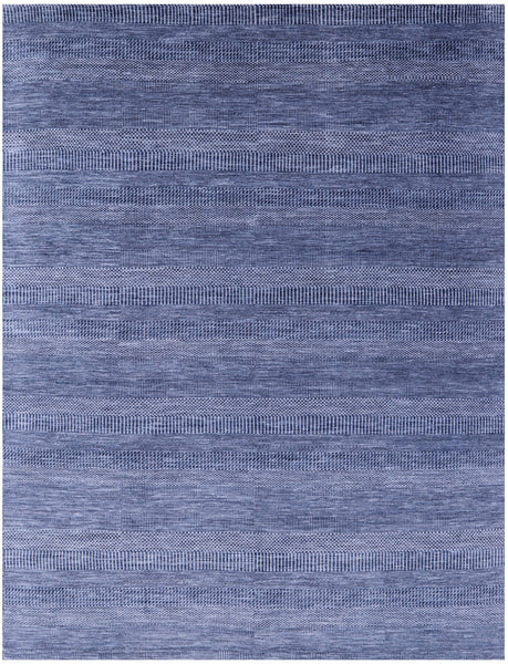 Blue Savannah Grass Hand Knotted Wool & Silk Rug - 7' 11" X 10' 1" - Golden Nile