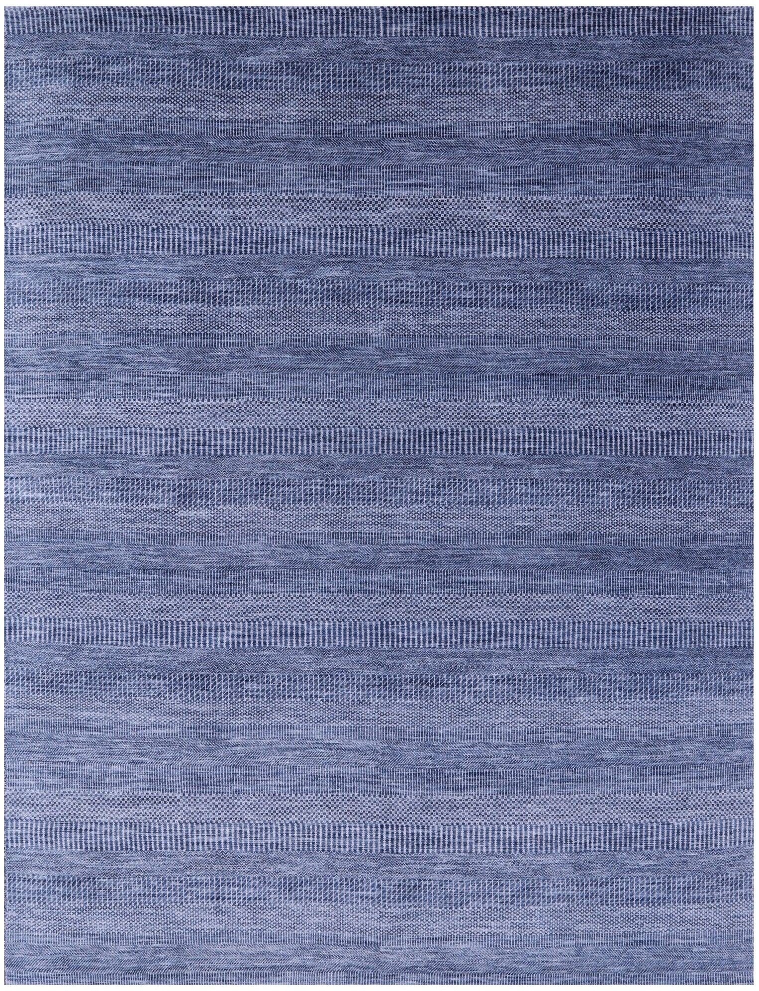Blue Savannah Grass Hand Knotted Wool & Silk Rug - 7' 11" X 10' 1" - Golden Nile