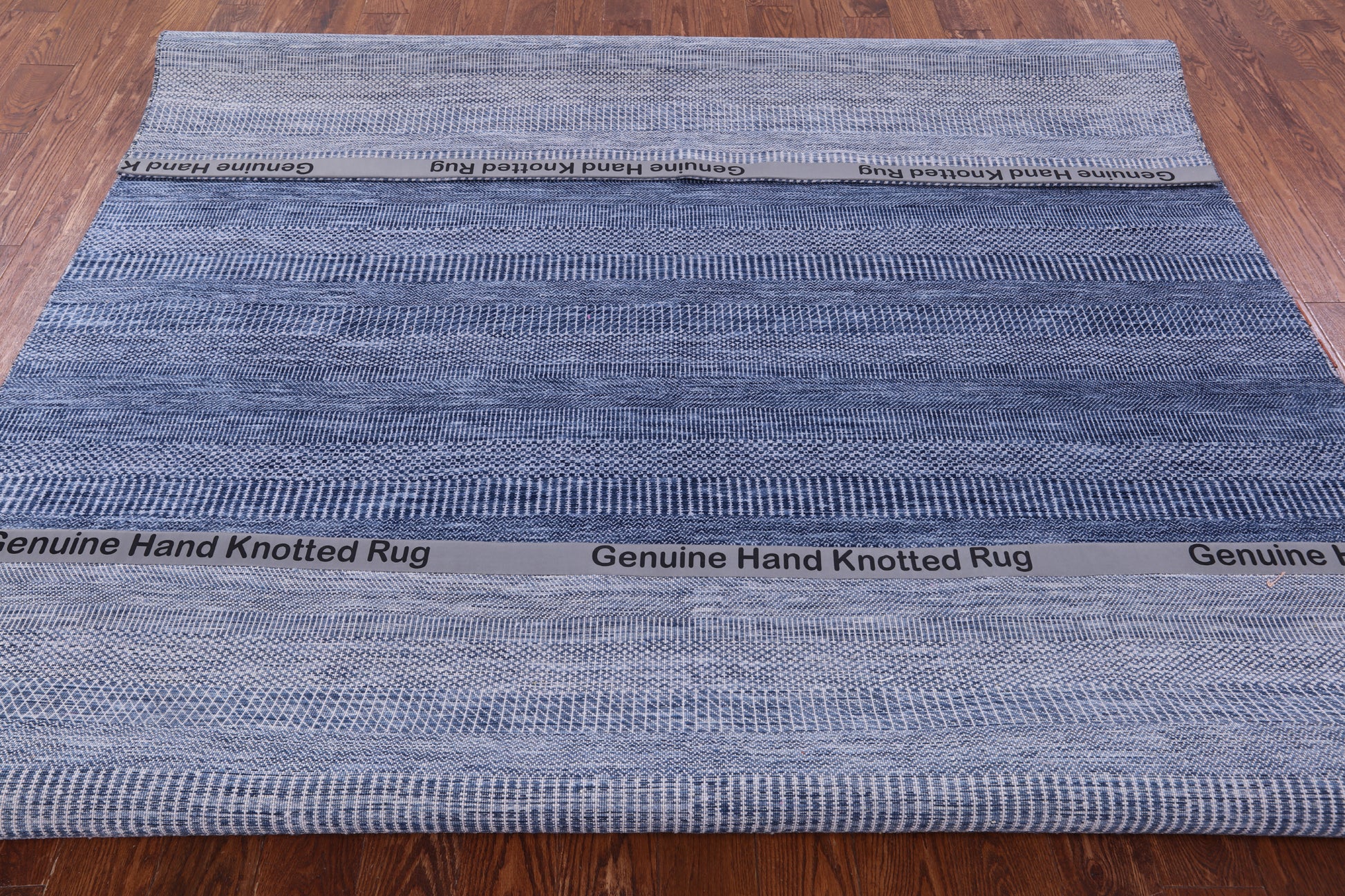Blue Savannah Grass Hand Knotted Wool & Silk Rug - 7' 11" X 10' 1" - Golden Nile