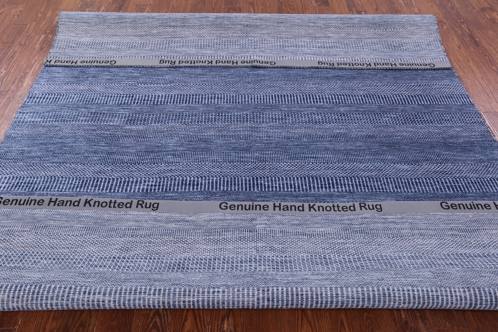 Blue Savannah Grass Hand Knotted Wool & Silk Rug - 7' 11" X 10' 1" - Golden Nile