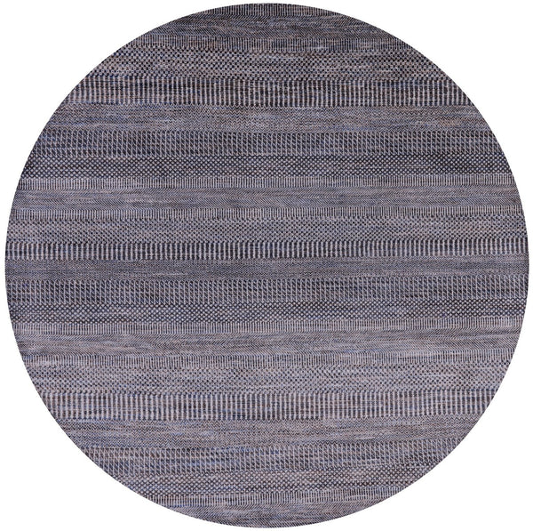Round Savannah Grass Hand Knotted Wool & Silk Rug - 5' 10" X 5' 11" - Golden Nile