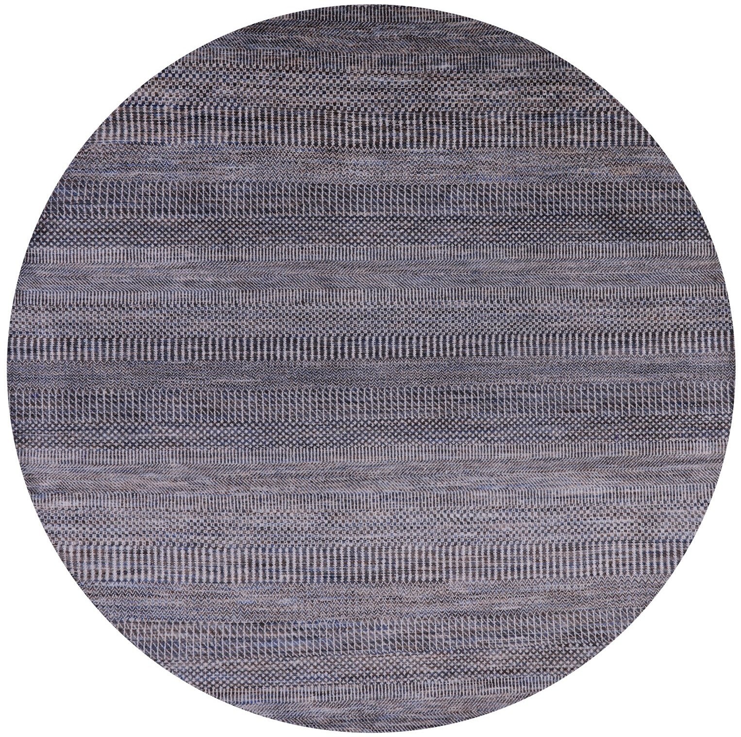 Round Savannah Grass Hand Knotted Wool & Silk Rug - 5' 10" X 5' 11" - Golden Nile