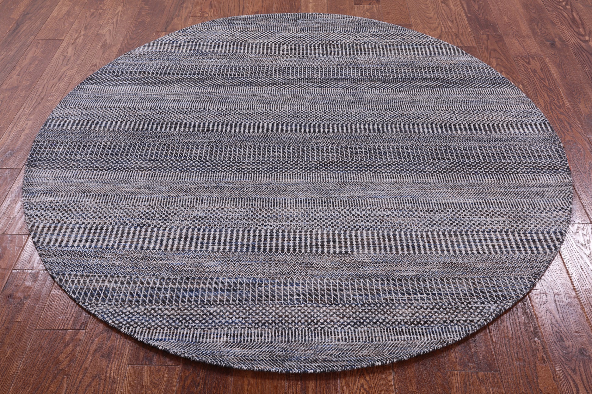 Round Savannah Grass Hand Knotted Wool & Silk Rug - 5' 10" X 5' 11" - Golden Nile