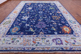 Blue Turkish Oushak Hand Knotted Wool Rug - 12' 1" X 15' 1" - Golden Nile