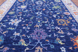 Blue Turkish Oushak Hand Knotted Wool Rug - 12' 1" X 15' 1" - Golden Nile