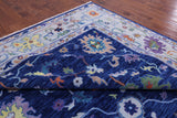 Blue Turkish Oushak Hand Knotted Wool Rug - 12' 1" X 15' 1" - Golden Nile