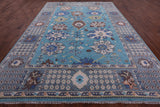 Blue Turkish Oushak Hand Knotted Wool Rug - 10' 2" X 14' 3" - Golden Nile