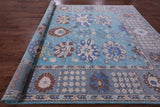 Blue Turkish Oushak Hand Knotted Wool Rug - 10' 2" X 14' 3" - Golden Nile