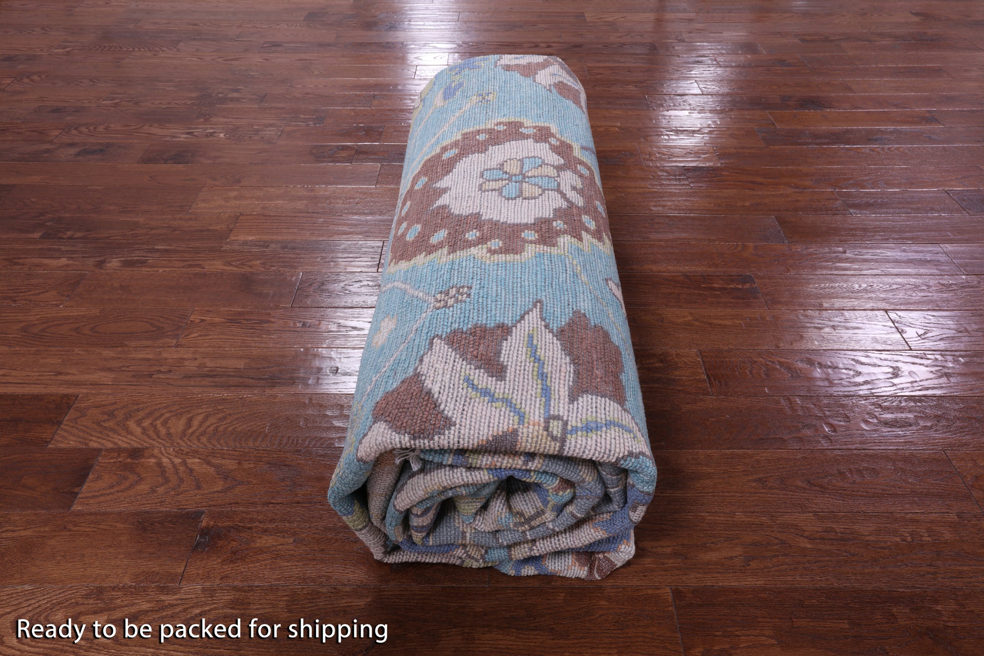 Blue Turkish Oushak Hand Knotted Wool Rug - 10' 2" X 14' 3" - Golden Nile
