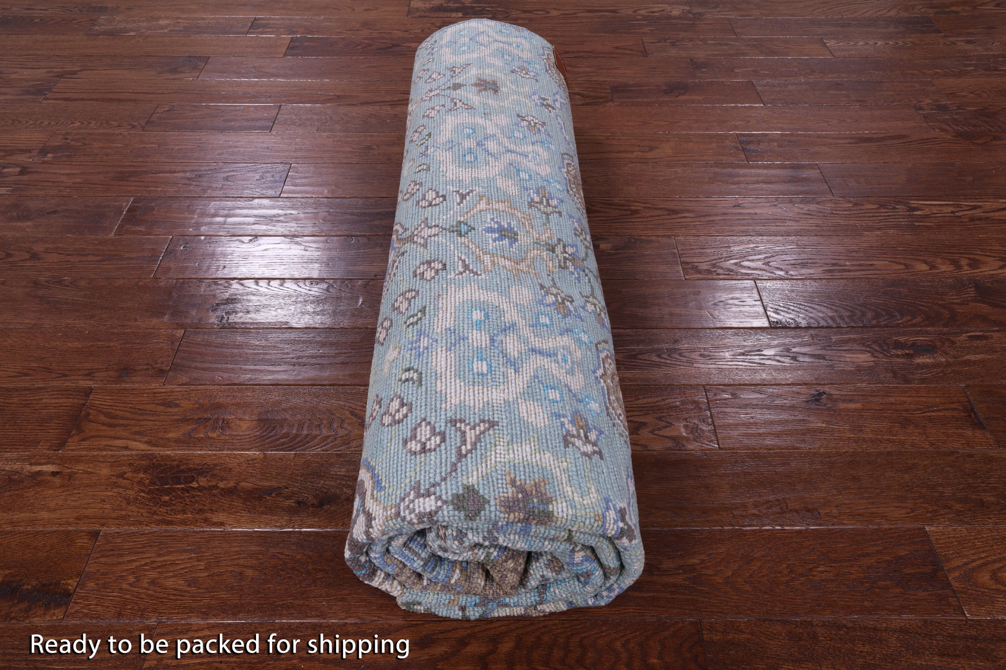 Blue Turkish Oushak Hand Knotted Wool Rug - 8' 0" X 9' 10" - Golden Nile