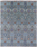 Blue Turkish Oushak Hand Knotted Wool Rug - 8' 0" X 9' 10" - Golden Nile