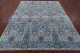 Blue Turkish Oushak Hand Knotted Wool Rug - 8' 0" X 9' 10" - Golden Nile