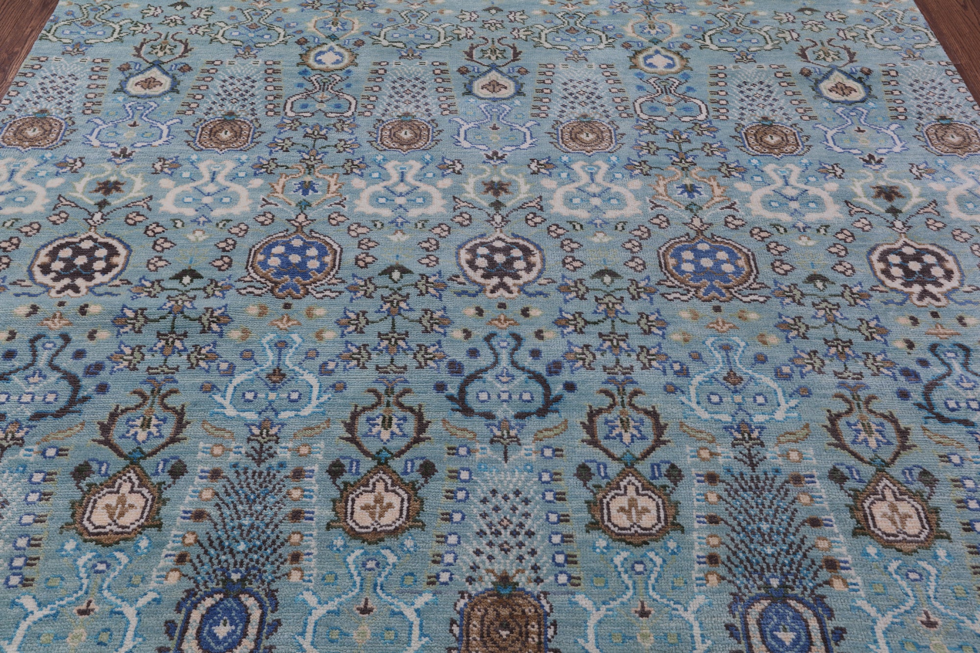 Blue Turkish Oushak Hand Knotted Wool Rug - 8' 0" X 9' 10" - Golden Nile