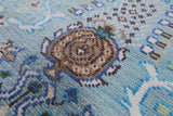 Blue Turkish Oushak Hand Knotted Wool Rug - 8' 0" X 9' 10" - Golden Nile