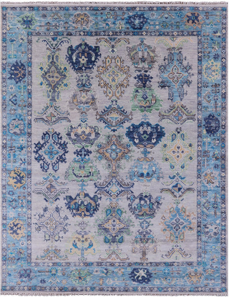 Grey Turkish Oushak Hand Knotted Wool Rug - 8' 1" X 10' 1" - Golden Nile