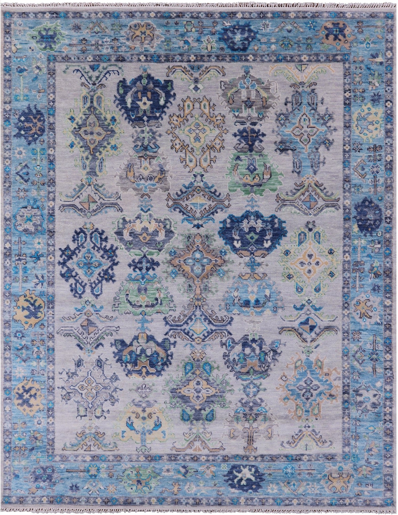 Grey Turkish Oushak Hand Knotted Wool Rug - 8' 1" X 10' 1" - Golden Nile
