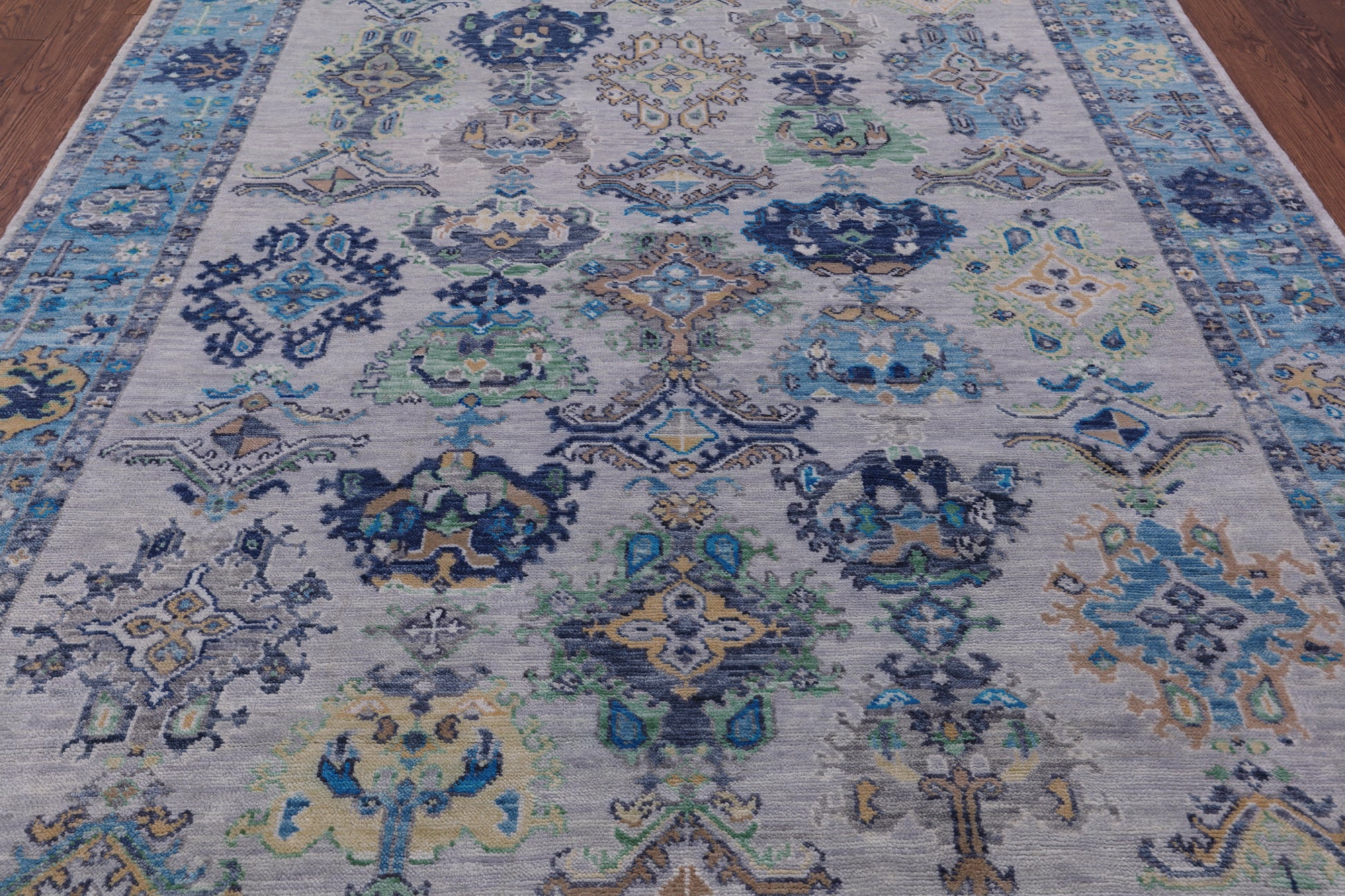 Grey Turkish Oushak Hand Knotted Wool Rug - 8' 1" X 10' 1" - Golden Nile