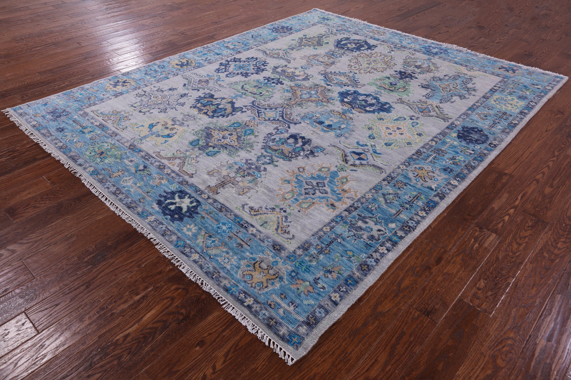 Grey Turkish Oushak Hand Knotted Wool Rug - 8' 1" X 10' 1" - Golden Nile