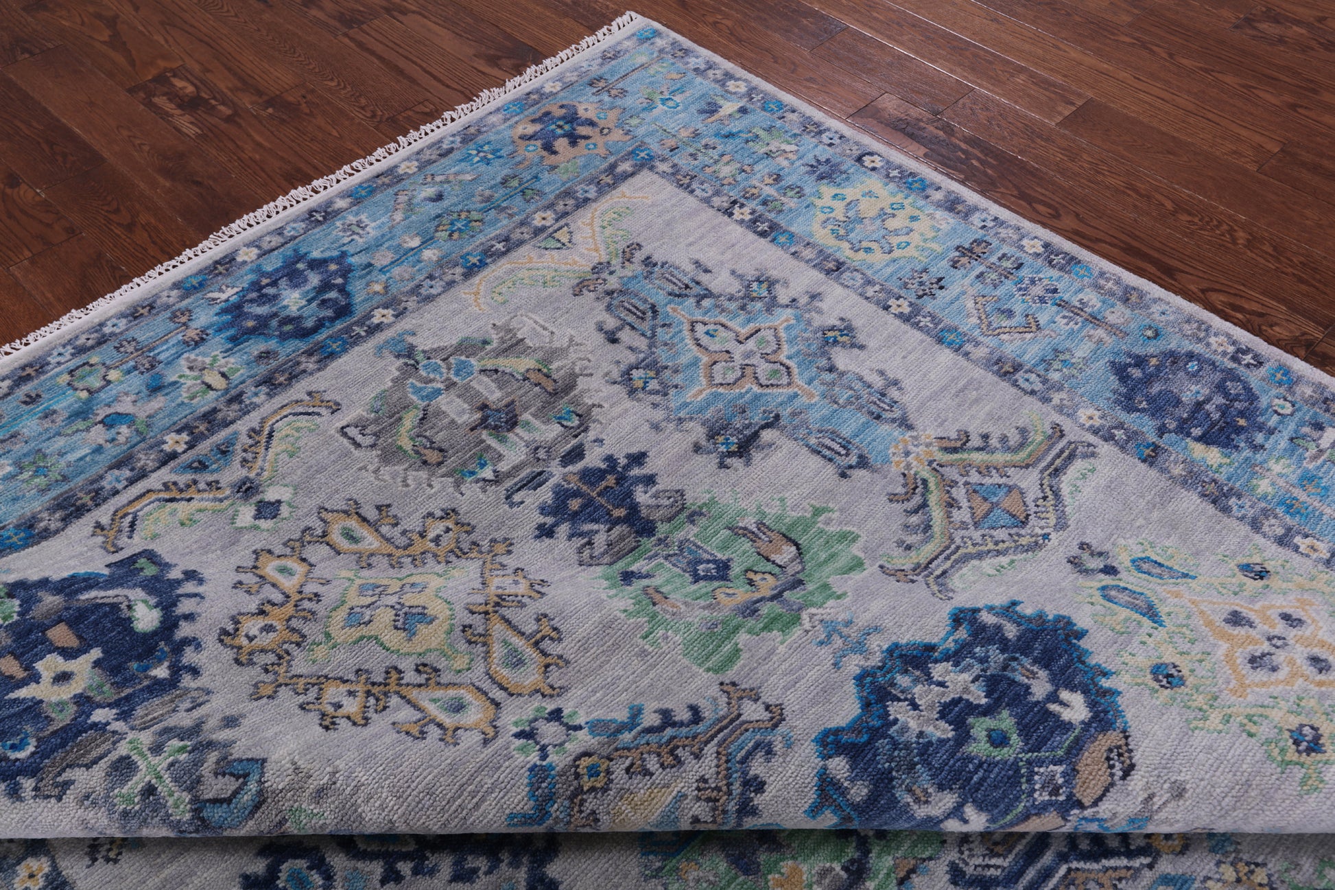 Grey Turkish Oushak Hand Knotted Wool Rug - 8' 1" X 10' 1" - Golden Nile