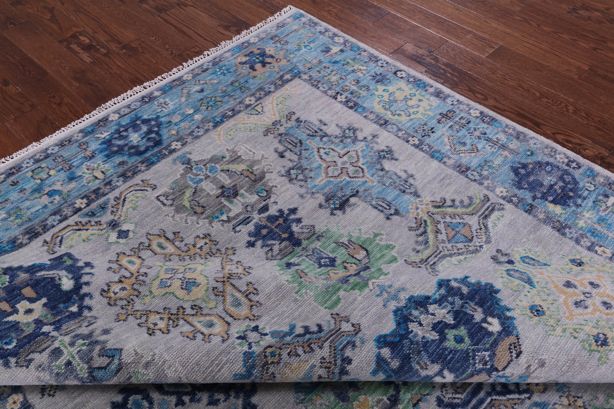 Grey Turkish Oushak Hand Knotted Wool Rug - 8' 1" X 10' 1" - Golden Nile