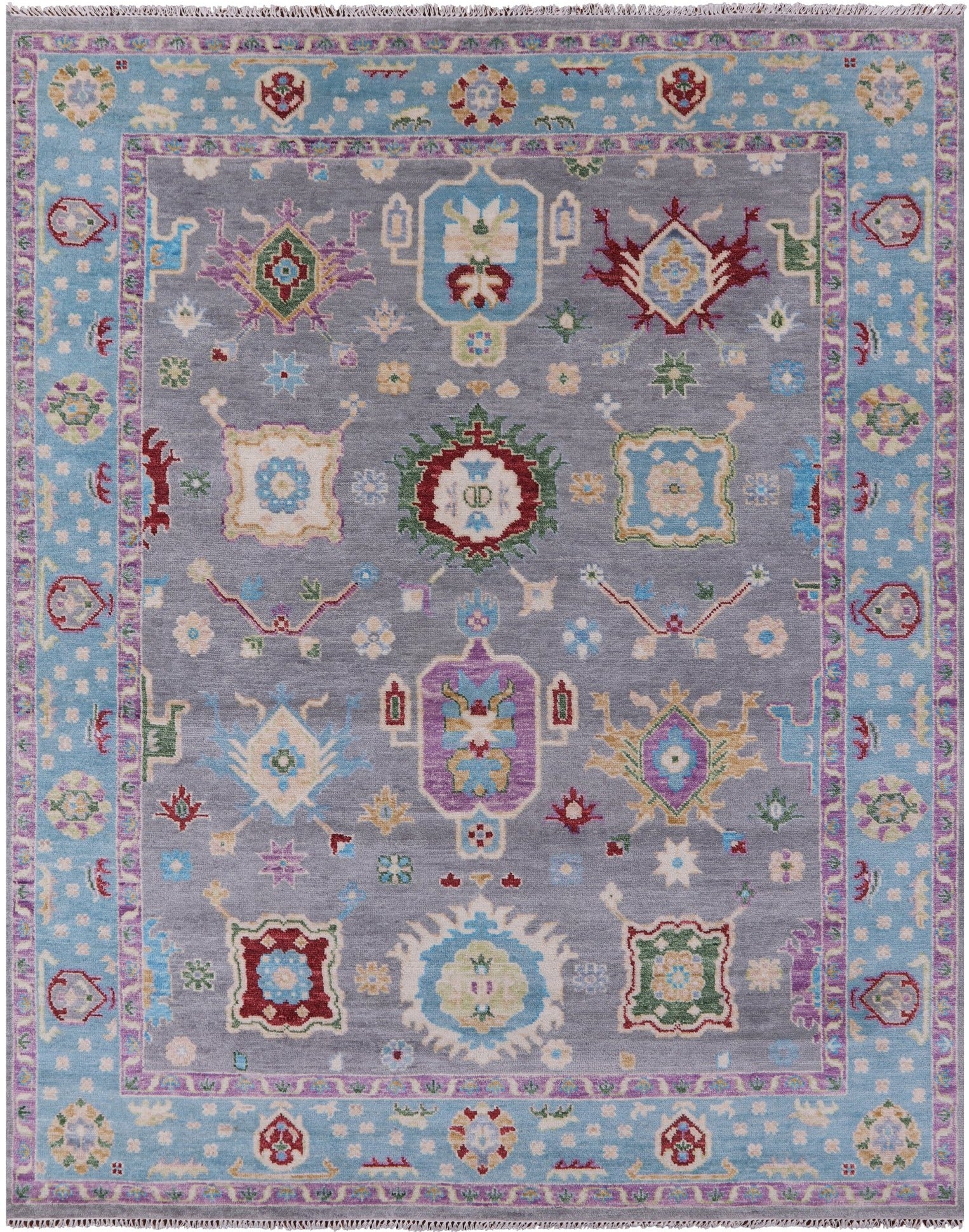 Grey Turkish Oushak Hand Knotted Wool Rug - 8' 2" X 10' 0" - Golden Nile