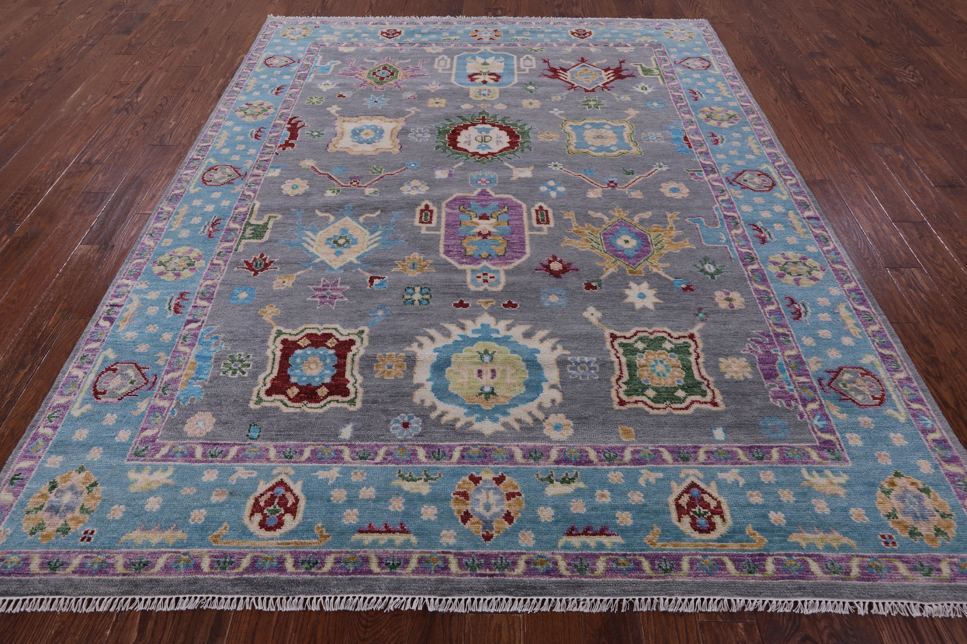 Grey Turkish Oushak Hand Knotted Wool Rug - 8' 2" X 10' 0" - Golden Nile