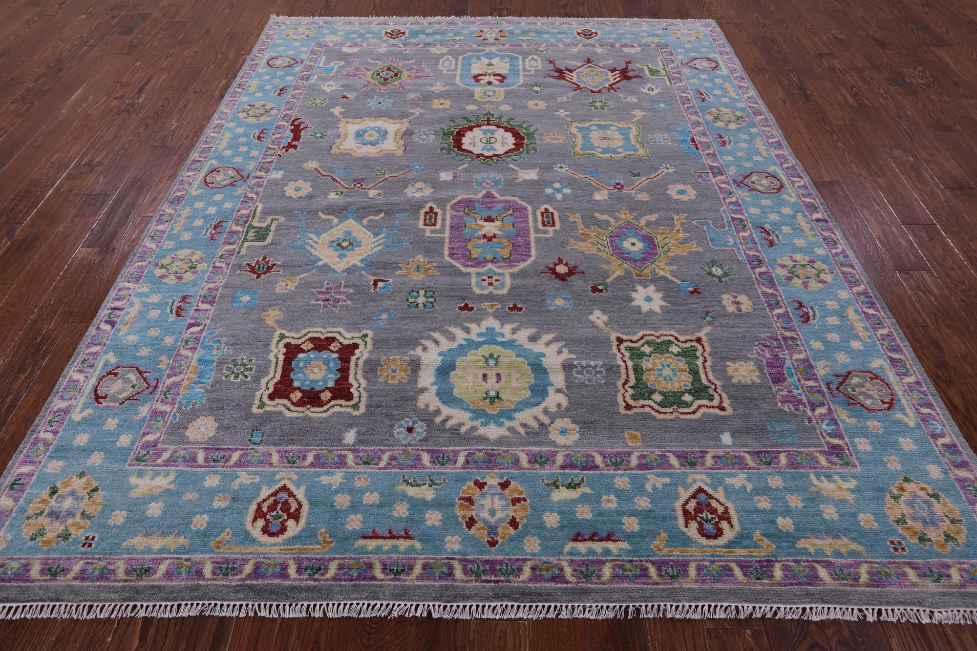 Grey Turkish Oushak Hand Knotted Wool Rug - 8' 2" X 10' 0" - Golden Nile