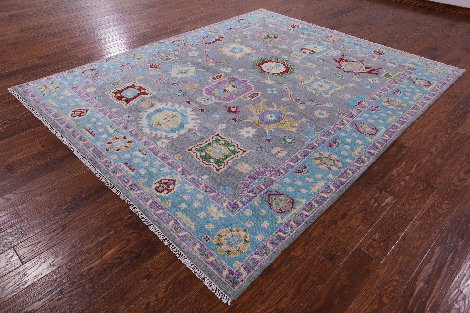 Grey Turkish Oushak Hand Knotted Wool Rug - 8' 2" X 10' 0" - Golden Nile