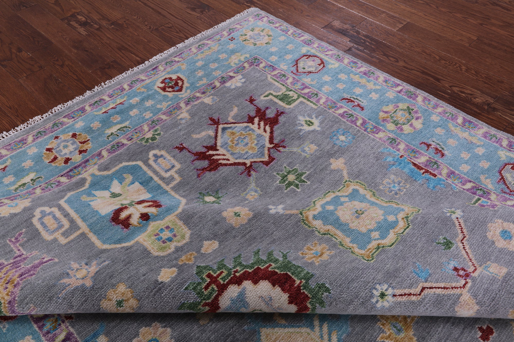 Grey Turkish Oushak Hand Knotted Wool Rug - 8' 2" X 10' 0" - Golden Nile