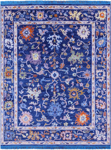 Blue Turkish Oushak Handmade Wool Rug - 8' 0" X 10' 0" - Golden Nile