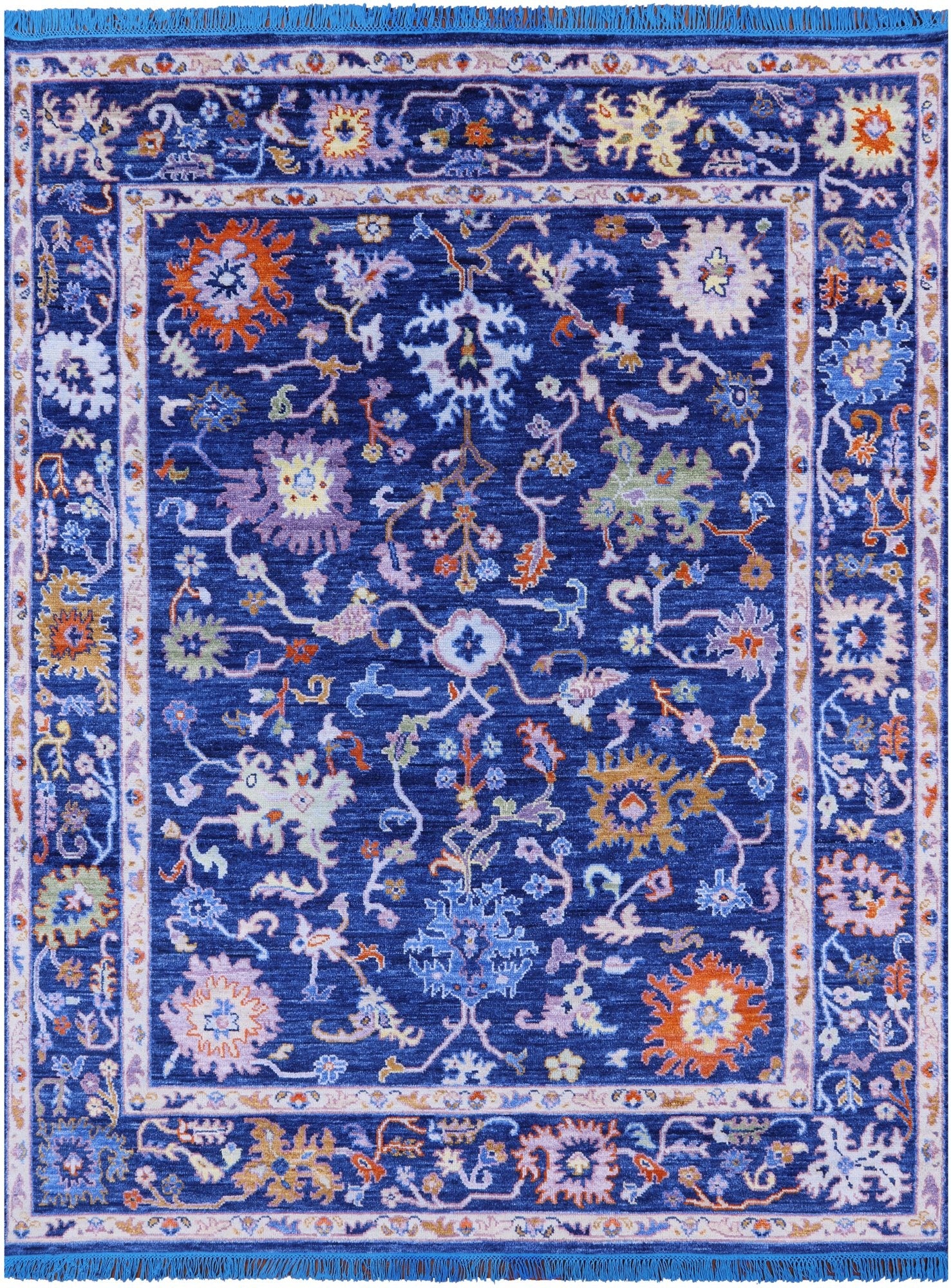 Blue Turkish Oushak Handmade Wool Rug - 8' 0" X 10' 0" - Golden Nile