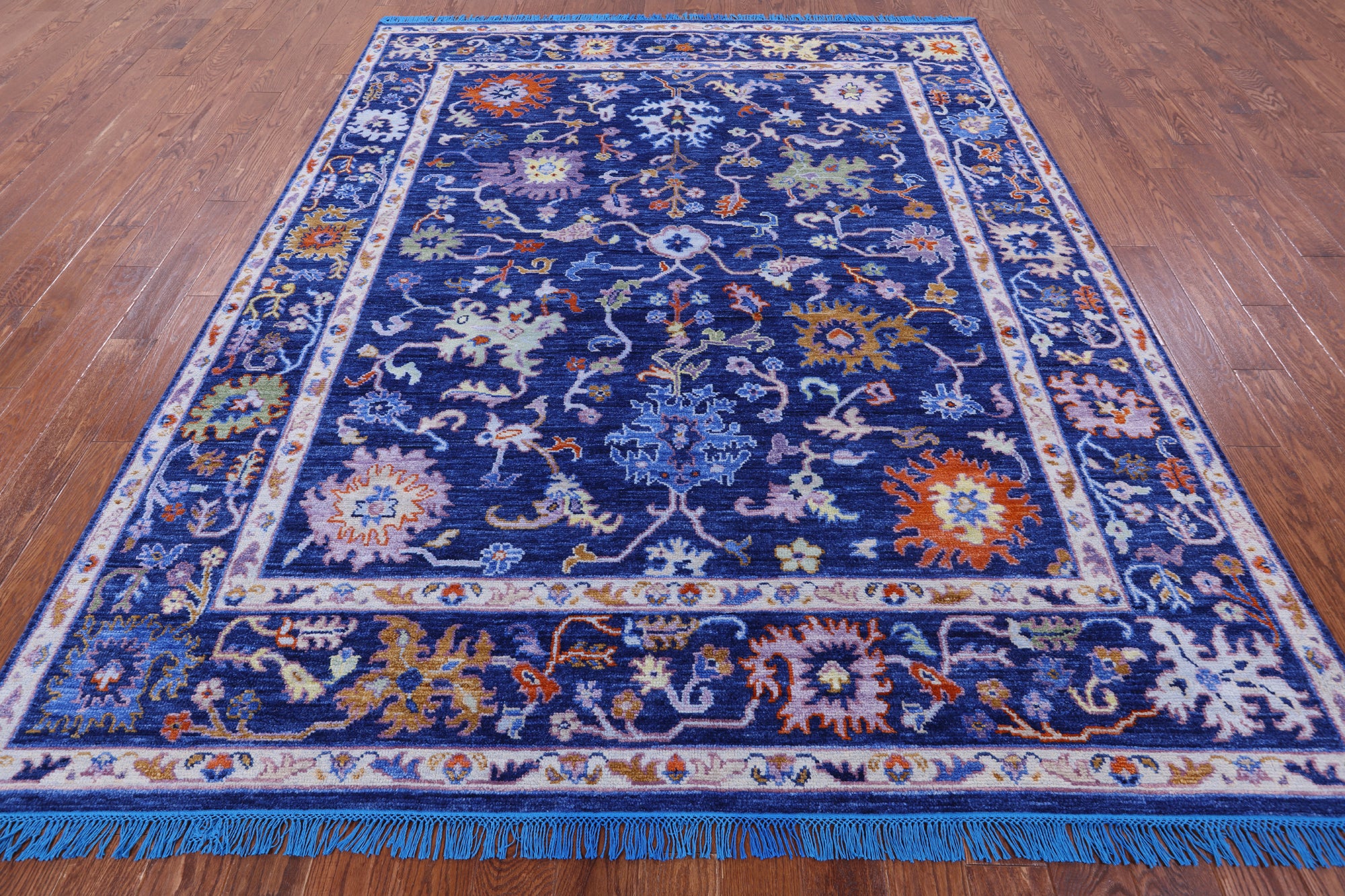 Blue Turkish Oushak Handmade Wool Rug - 8' 0" X 10' 0" - Golden Nile