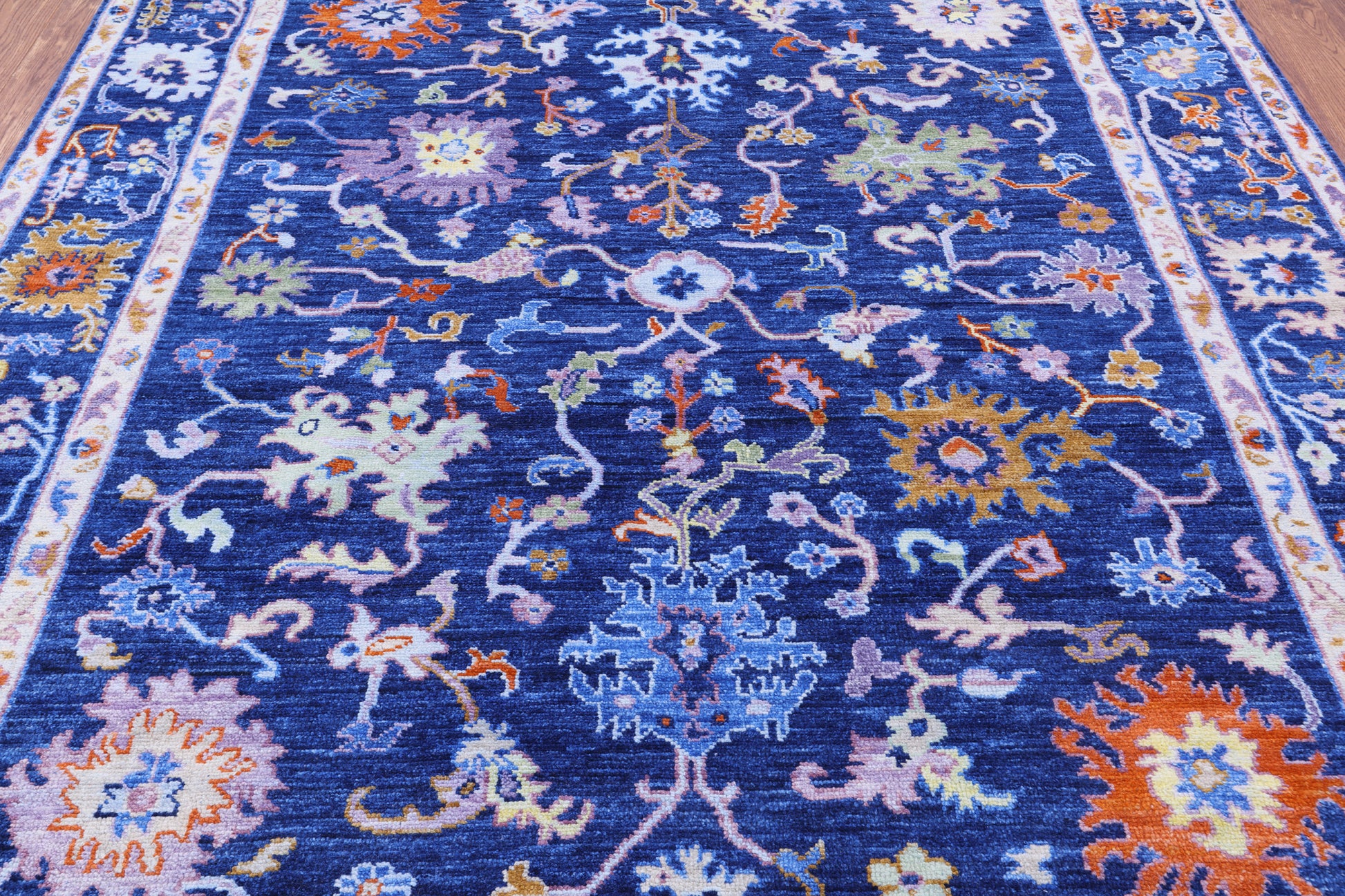 Blue Turkish Oushak Handmade Wool Rug - 8' 0" X 10' 0" - Golden Nile
