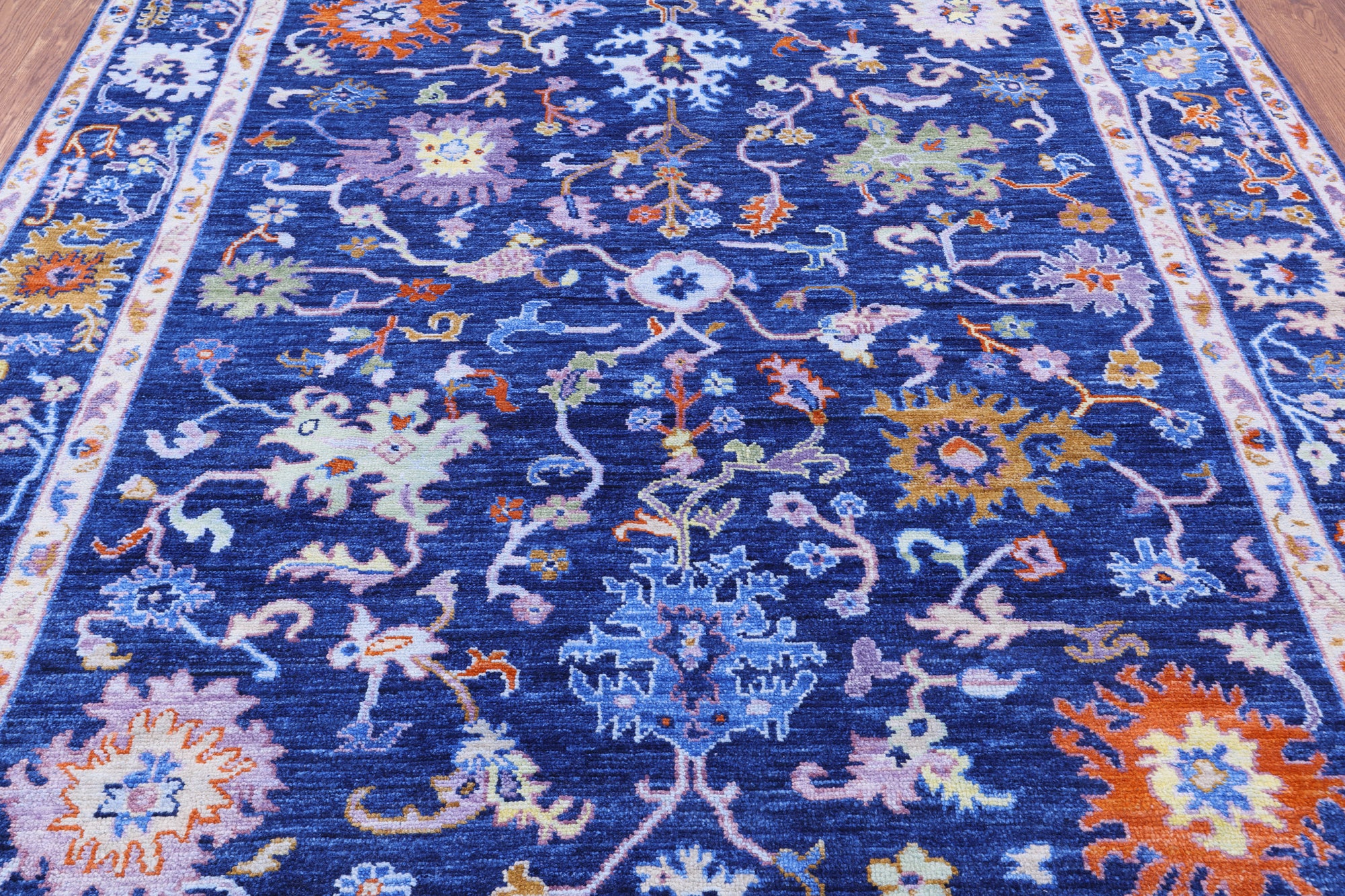 Blue Turkish Oushak Handmade Wool Rug - 8' 0" X 10' 0" - Golden Nile