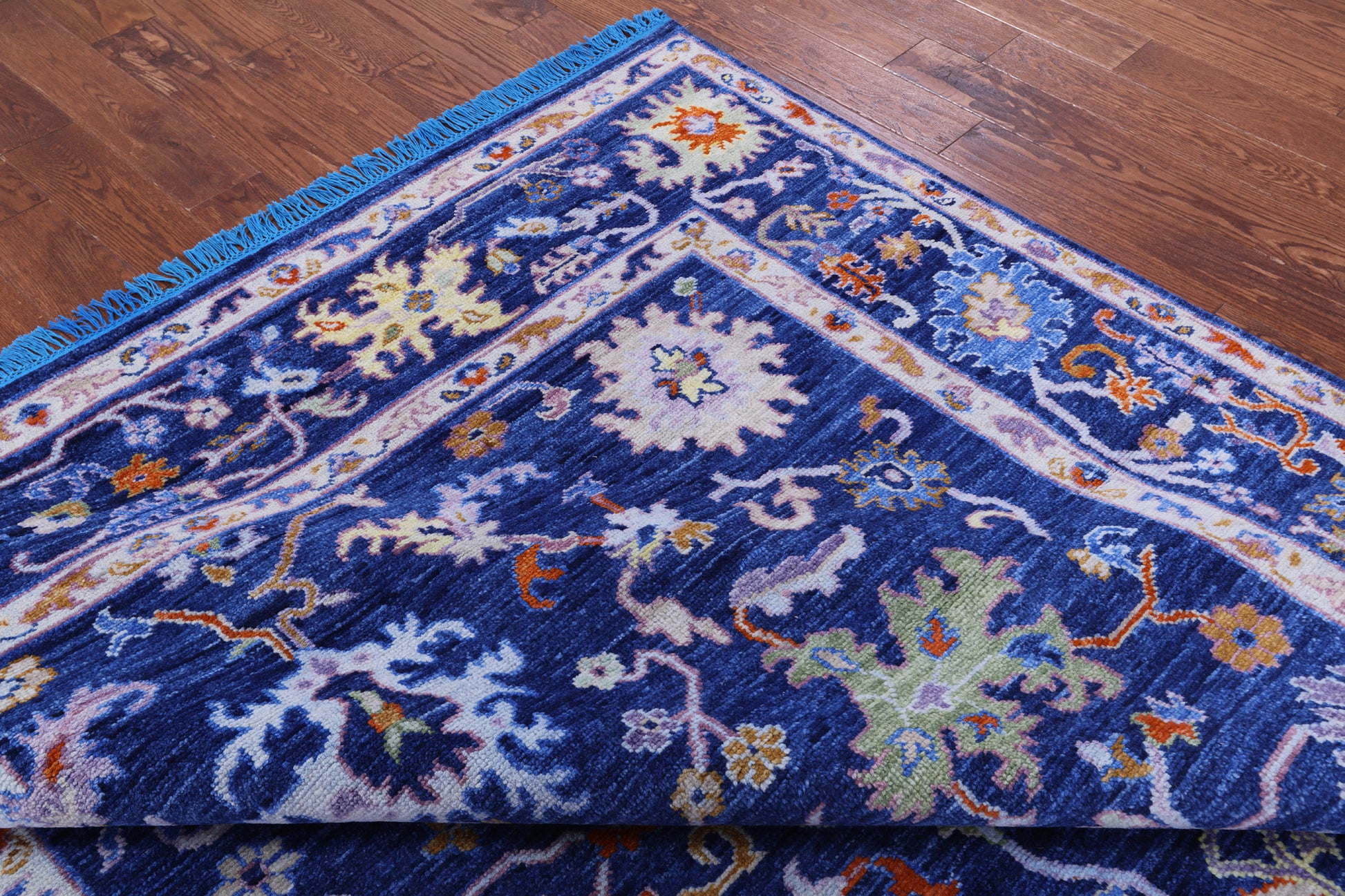 Blue Turkish Oushak Handmade Wool Rug - 8' 0" X 10' 0" - Golden Nile
