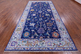 Blue Turkish Oushak Hand Knotted Wool Rug - 7' 0" X 14' 0" - Golden Nile
