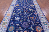 Blue Turkish Oushak Hand Knotted Wool Rug - 7' 0" X 14' 0" - Golden Nile